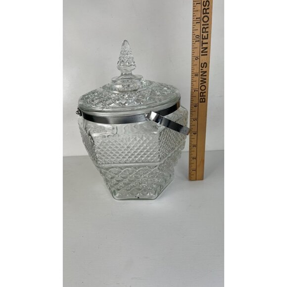 Vintage Cut Glass Biscuit or Ice Bucket With Lid & Handle - Picture 6 of 8